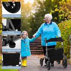 ROLLATOR CHODZIK BALKONIK DLA SENIORA 2W1 COSTWAY Z SIEDZISKIEM I OPARCIEM DO 136 KG