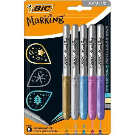 Markery Permanentne Metaliczne 5 Kolorów Bic Markery Permanentne Metaliczne 5 Kolorów Bic