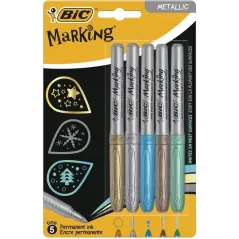 Markery Permanentne Metaliczne 5 Kolorów Bic