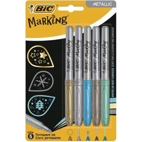 Markery Permanentne Metaliczne 5 Kolorów Bic