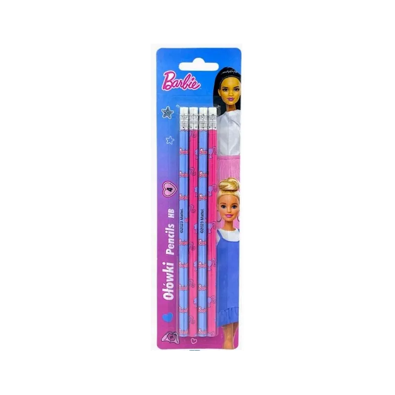 OŁÓWKI HB Z GUMKĄ 4 SZTUKI BARBIE