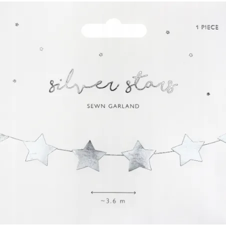 Girlanda Gwiazdki Srebrna 3.6M Partydeco Girlanda Gwiazdki Srebrna 3.6M Partydeco