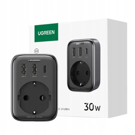 ŁADOWARKA PODRÓŻNA 30W 2x USB-A 1x USB-C GNIAZDO EU UGREEN
