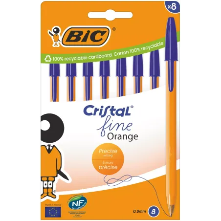 Długopis Cristal Fine Orange Niebieski 8 Sztuk Bic