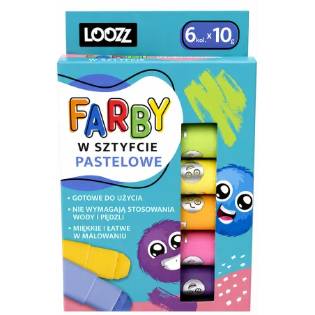 FARBY W SZTYFCIE PASTELOWE 6 KOLORÓW LOOZZ