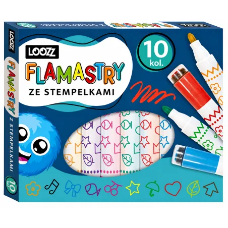 FLAMASTRY ZE STEMPELKAMI 10 KOLORÓW ST. MAJEWSKI