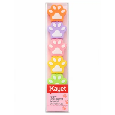 Zakreślacze Kocie Łapki 5 Kolorów Kayet Zakreślacze Kocie Łapki 5 Kolorów Kayet