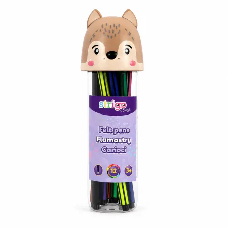 FLAMASTRY WILK 12 KOLORÓW STRIGO