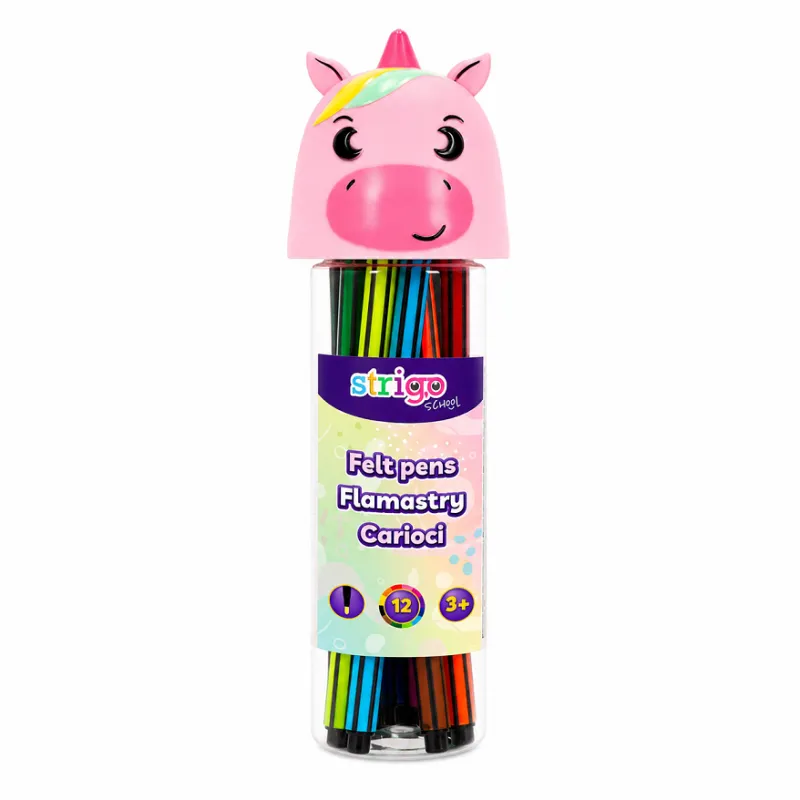 FLAMASTRY UNICORN 12 KOLORÓW STRIGO