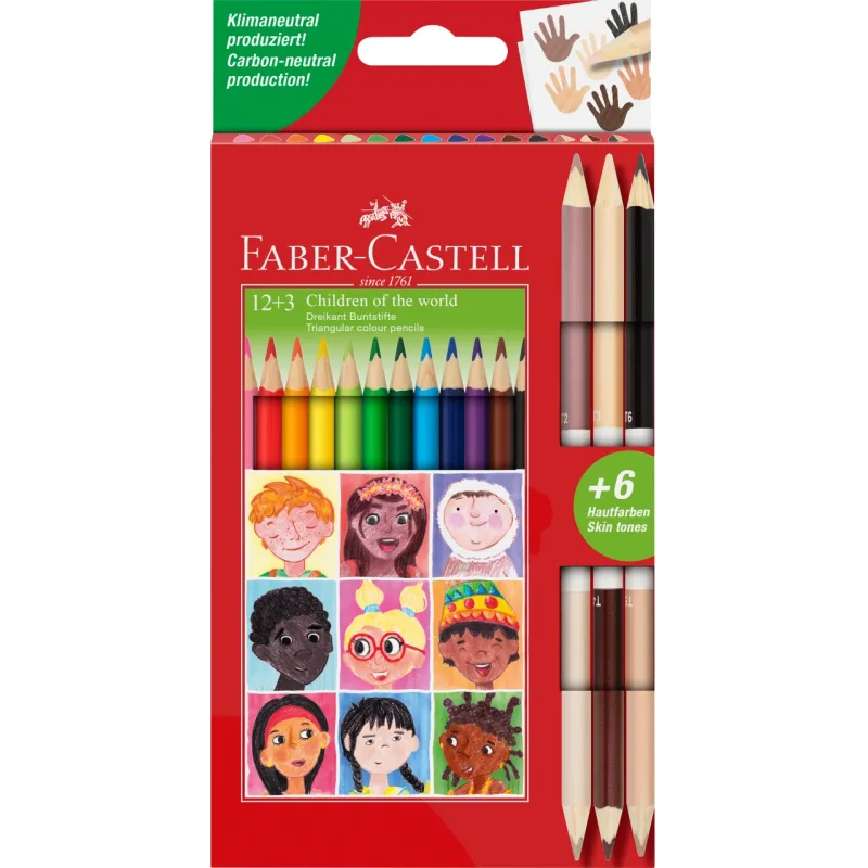 KREDKI TRÓJKĄTNE 12 KOLORÓW + 3 KREDKI DWUSTRONNE FABER-CASTELL