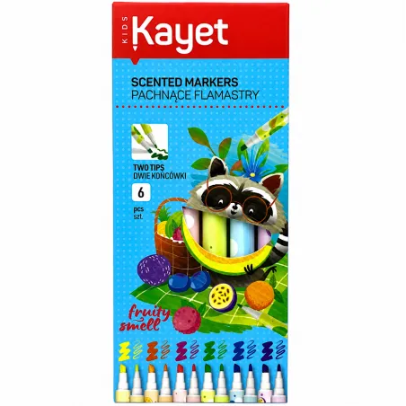 Flamastry Pachnące Dwustronne 6 Kolorów Kayet