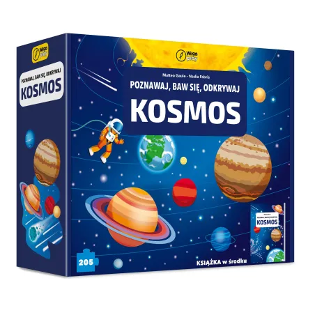 ZESTAW EDUKACYJNY KOSMOS KSIĄŻKA I PUZZLE 205 ELEMENTÓW POZNAWAJ BAW SIĘ ODKRYWAJ 6+