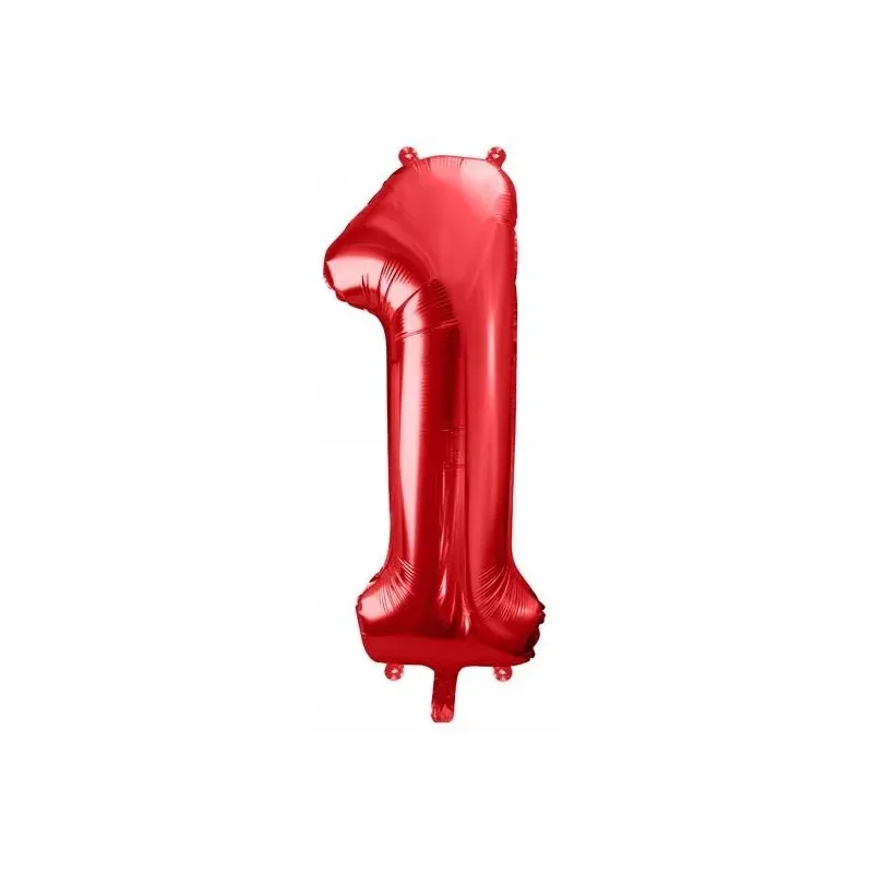 BALON FOLIOWY CYFRA 1 CZERWONY 86 CM NA HEL LUB POWIETRZE