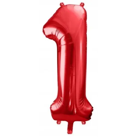 Balon Foliowy Cyfra 1 Czerwony 86 Cm Na Hel Lub Powietrze
