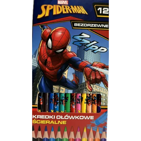 KREDKI OŁÓWKOWE SPIDER-MAN 12 KOLORÓW ST. MAJEWSKI