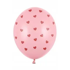 BALONY PASTELOWE SERCA RÓŻOWE I CZERWONE 6 SZT. 30 CM