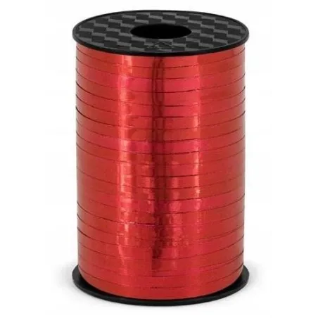 CZERWONA WSTĄŻKA PLASTIKOWA 5 MM 225 M DEKORACYJNA