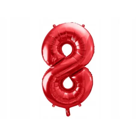 Duży Balon Foliowy Cyfra 8 Czerwony Błyszczący 86 Cm Duży Balon Foliowy Cyfra 8 Czerwony Błyszczący 86 Cm