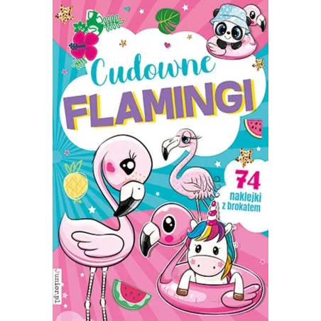 CUDOWNE FLAMINGI 74 NAKLEJKI Z BROKATEM