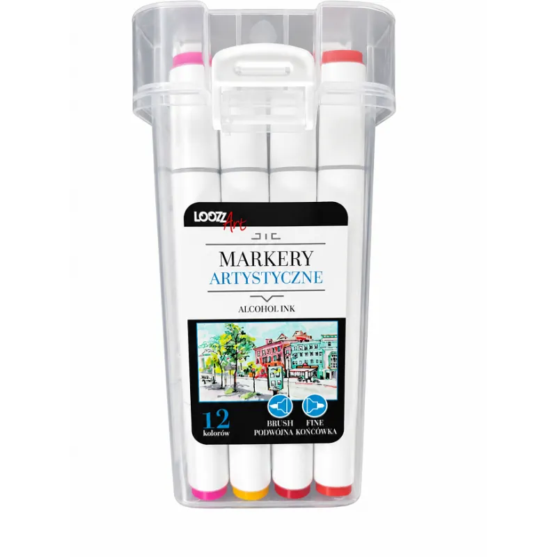 MARKERY ARTYSTYCZNE DWUSTRONNE 12 KOLORÓW LOOZZ ART MARKERY ARTYSTYCZNE DWUSTRONNE 12 KOLORÓW LOOZZ ART