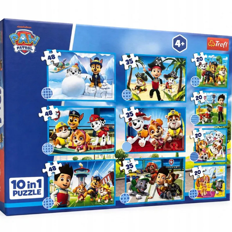 PUZZLE PSI PATROL 10W1 3 POZIOMY TRUDNOŚCI DLA DZIECI TREFL 4+ PUZZLE PSI PATROL 10W1 3 POZIOMY TRUDNOŚCI DLA DZIECI TREFL 4+