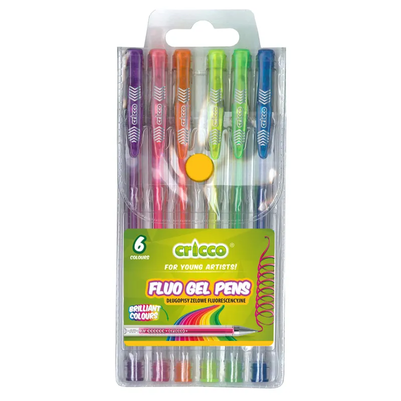DŁUGOPISY ŻELOWE FLUORESCENCYJNE 6 KOLORÓW CRICCO DŁUGOPISY ŻELOWE FLUORESCENCYJNE 6 KOLORÓW CRICCO