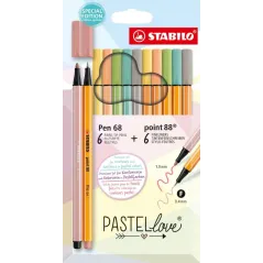ZESTAW 12 PASTELOWYCH CIENKOPISÓW PASTELLOVE STABILO POINT