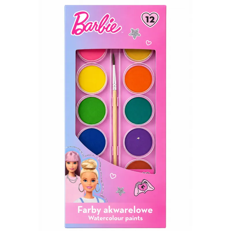 FARBY AKWARELOWE 12 KOLORÓW BARBIE