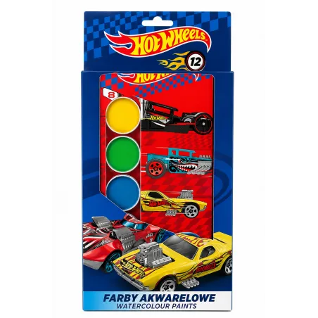 Farby Akwarelowe 12 Kolorów Hot Wheels