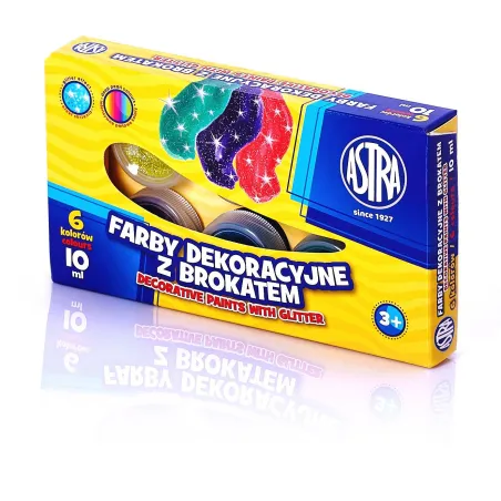 Farby Astra Dekoracyjne 6 Kolorów Z Brokatem 10 Ml Farby Astra Dekoracyjne 6 Kolorów Z Brokatem 10 Ml