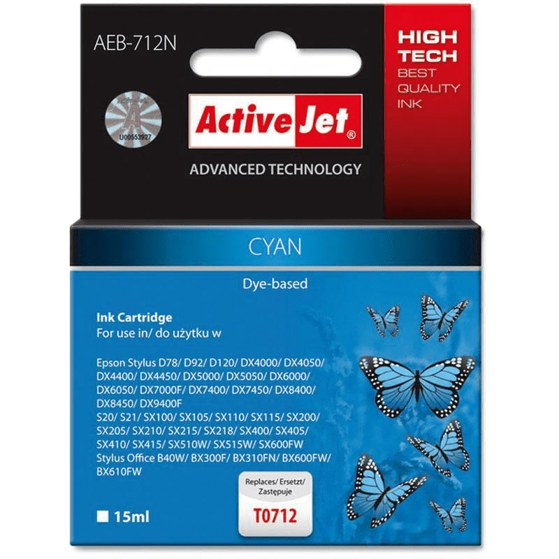 TUSZ ACTIVEJET AEB-712N CYAN EPSON T0712 T0892 T1002 - ActiveJet