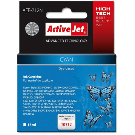 Tusz Activejet Aeb-712N Cyan Epson T0712 T0892 T1002 Tusz Activejet Aeb-712N Cyan Epson T0712 T0892 T1002