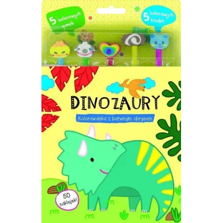 DINOZAURY. KOLOROWANKA Z BARWNYM OBRYSEM