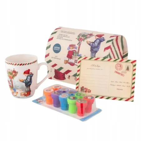 Kubek Porcelanowy Świąteczny 350 Ml Zestaw Prezentowy Mikołaj