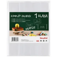 KOMPLET OKŁADEK KLASA 1 NA PODRĘCZNIKI I ZESZYTY 10 SZTUK BIURFOL