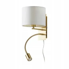 KINKIET LAMPA ŚCIENNA LINDBY FLORENS MOSIĄDZ MATOWY BIAŁY KLOSZ E14 23,5 CM