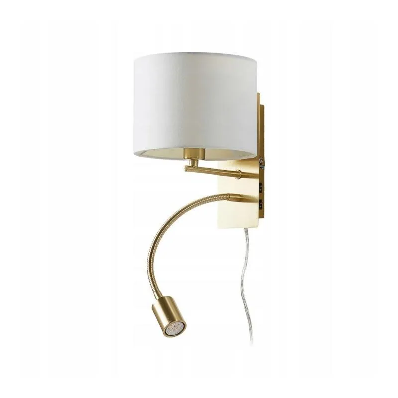 KINKIET LAMPA ŚCIENNA LINDBY FLORENS MOSIĄDZ MATOWY BIAŁY KLOSZ E14 23,5 CM KINKIET LAMPA ŚCIENNA LINDBY FLORENS MOSIĄDZ MATOWY BIAŁY KLOSZ E14 23,5 CM