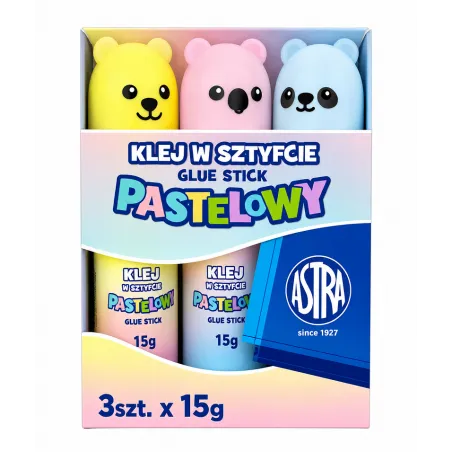 Klej W Sztyfcie Pastelowy 15G 3 Sztuki Astra