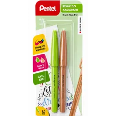 PISAK PĘDZELKOWY DO KALIGRAFII 2 KOLORY PENTEL BRUSH SIGN PEN