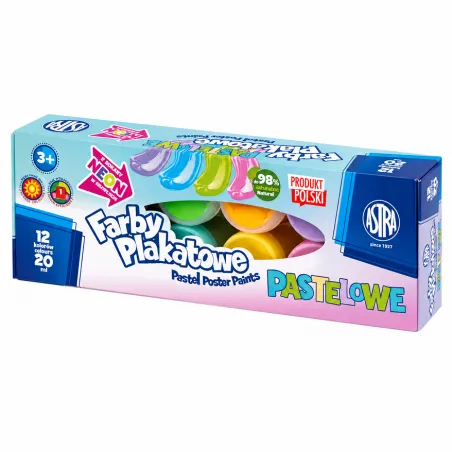 Farby Plakatowe Pastelowe 12 Kolorów Astra