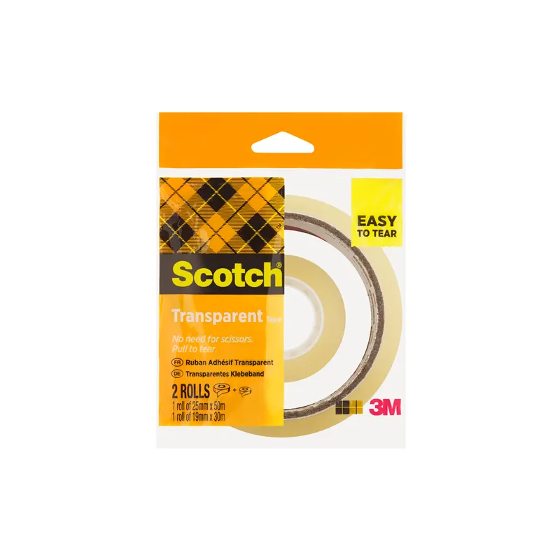 TAŚMA KLEJĄCA 2 SZTUKI 19 MM X 30 M + 25 MM X 50 M TRANSPARENTNA SCOTCH TAŚMA KLEJĄCA 2 SZTUKI 19 MM X 30 M + 25 MM X 50 M TRANSPARENTNA SCOTCH