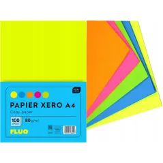 PAPIER KSERO FLUO A4 100 KARTEK 5 KOLORÓW INTERDRUK