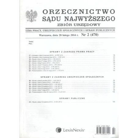 Orzecznictwo Sądu Najwyższego. Zbiór Urzędowy 2/2014
