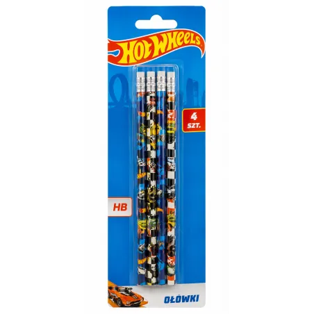 OŁÓWEK Z GUMKĄ HOT WHEELS 4 SZTUKI ST. MAJEWSKI