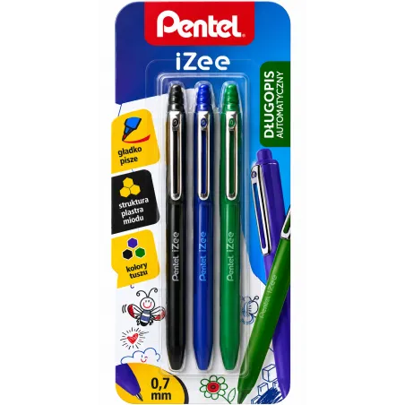 Długopis Olejowy 3 Kolory Pentel