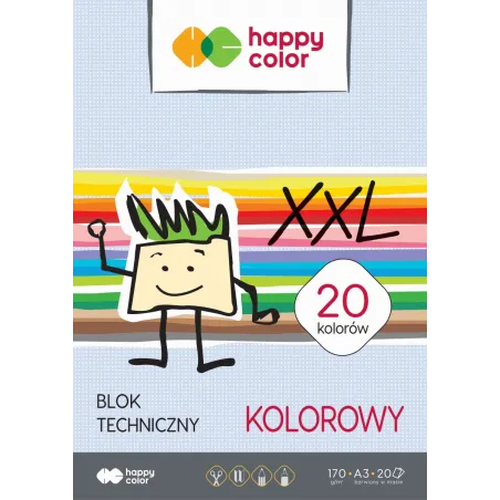 BLOK TECHNICZNY A3/20 KOLOROWYCH KARTEK - Happy Color
