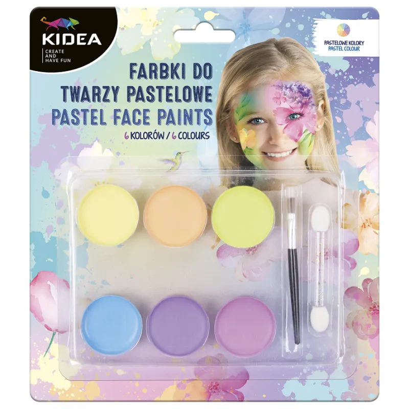FARBKI DO TWARZY PASTELOWE 6 KOLORÓW KIDEA