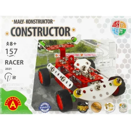 ZESTAW KONSTRUKCYJNY MAŁY KONSTRUKTOR RACER WYŚCIGÓWKA 157 ELEMENTÓW 8+