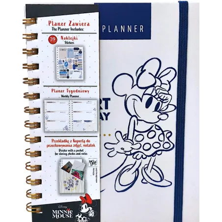 PLANER A5 DISNEY MYSZKA MINNIE BEZDATOWY NIEBIESKI BENIAMIN