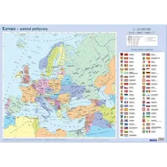EUROPA MAPA POLITYCZNA I FIZYCZNA DWUSTRONNA PLANSZA EDUKACYJNA NA ŚCIANĘ I BIURKO - Demart
